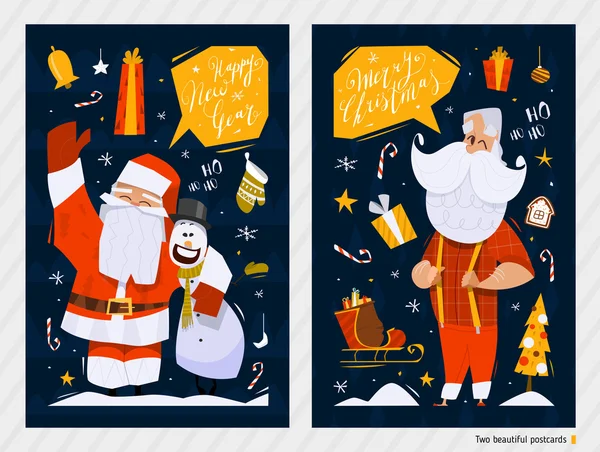 Feliz Navidad postales — Vector de stock