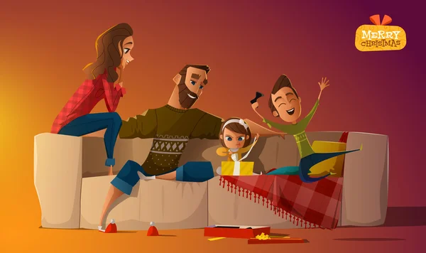 Семейная идиллия на диване — стоковый вектор
