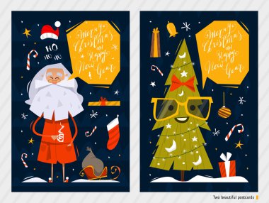 Mutlu Noeller ve mutlu yeni yıl Kartpostalları