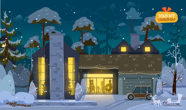 Hermosa noche el día de Navidad — Vector de stock