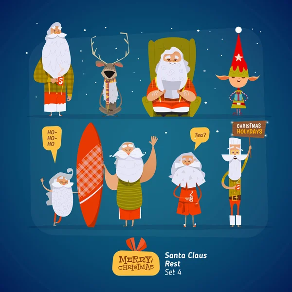 Père Noël ensemble de repos — Image vectorielle