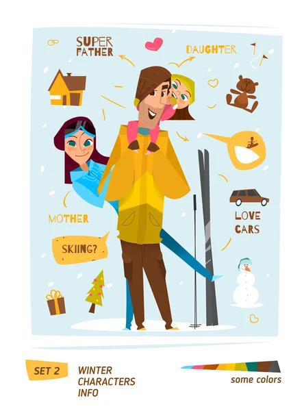 Winter characters set — Stock Vector