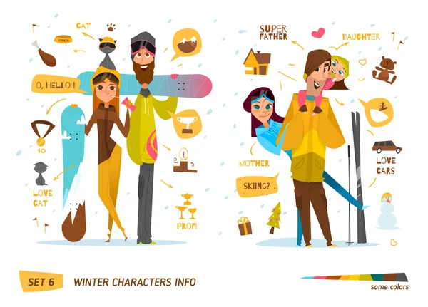 Winter characters set — Stock Vector