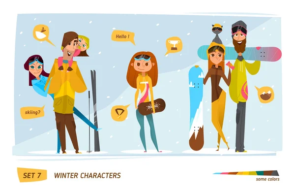 Winter characters set — Stock Vector