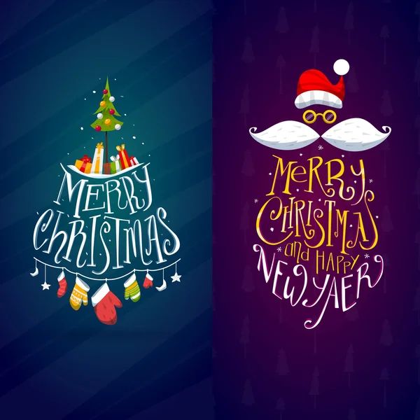 Joyeux Noël et bonne année étiquettes ensemble — Image vectorielle