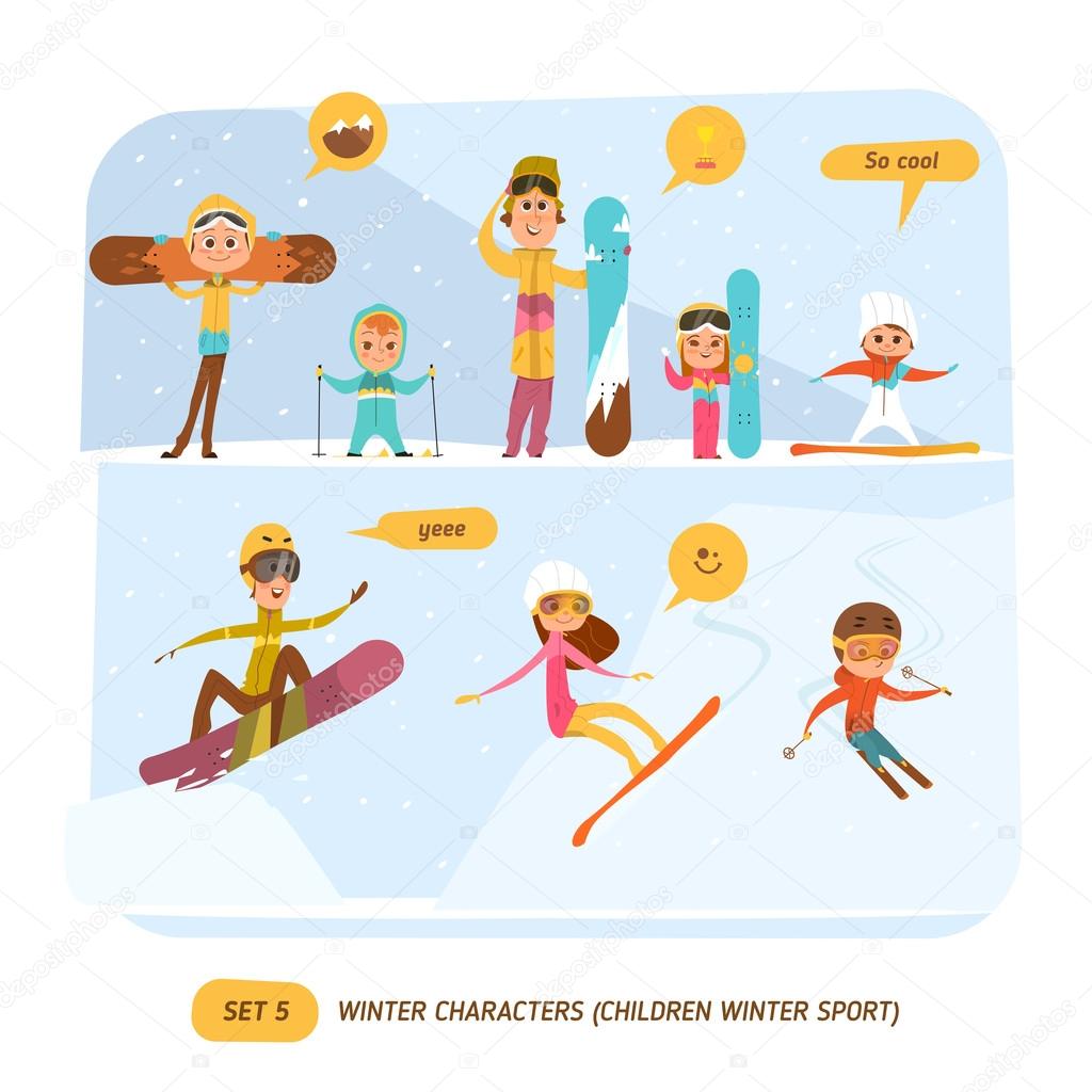 Winter character set. Sport