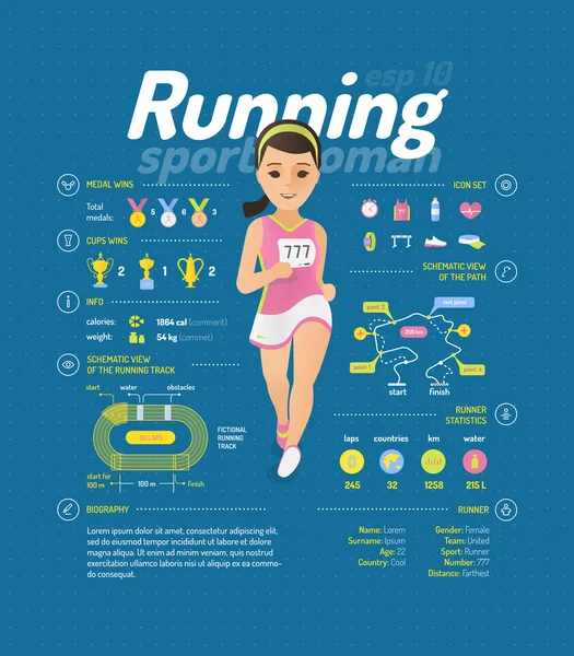 Running infographic signs — Stock Vector