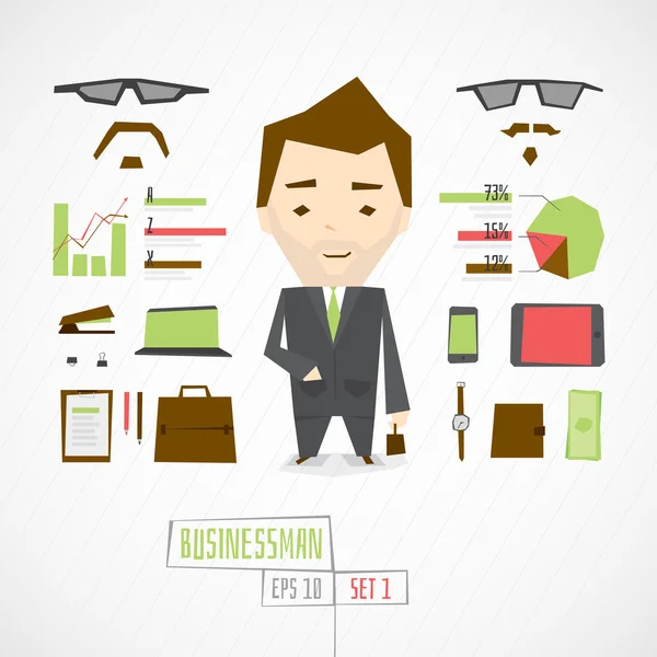 Personaje divertido hombre de negocios — Vector de stock