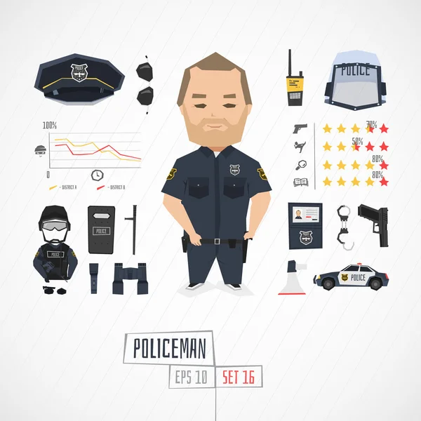 Engraçado personagem policial —  Vetores de Stock
