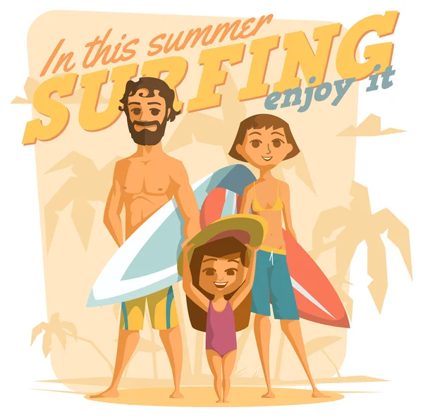 Surfing w ten lato. Cieszyć się nim — Wektor stockowy