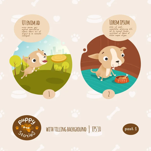 Puppy stories illustration — Stock Vector