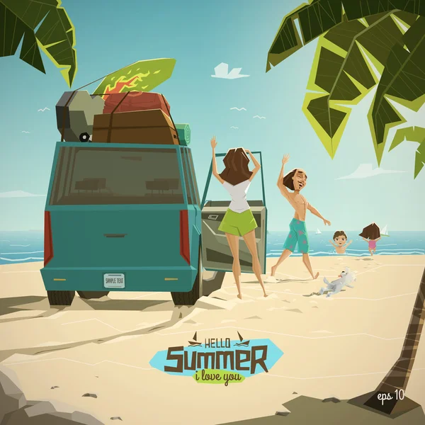 Lidé znaků na pláži Stock Ilustrace