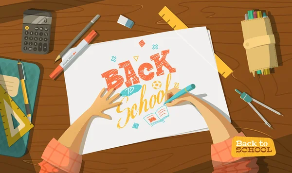 Back to school drawing — Stock Vector