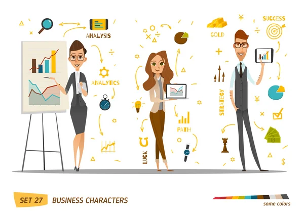 Business cartoon characters collection — Stock Vector