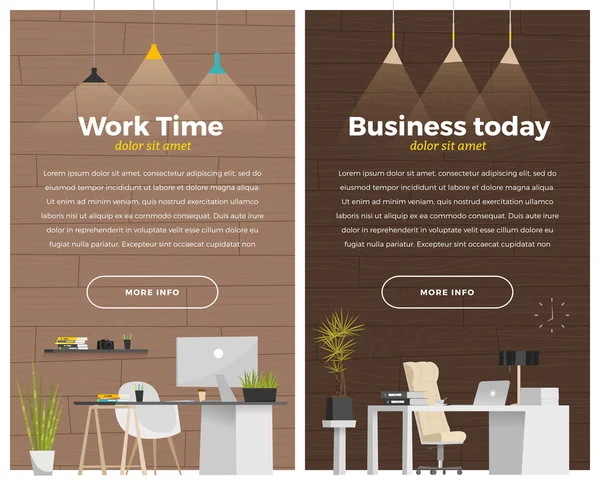 Twee verticale banners met werkplek. — Stockvector