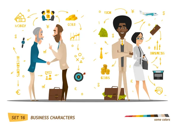 Business cartoon characters collection. — Stock Vector