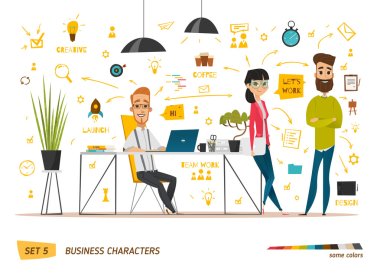 Business characters scene clipart