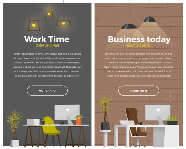 Två vertikala banners med arbetsplatsen. — Stock vektor