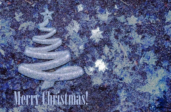 Silver Christmas Tree Background Ice Frost Texture Congratulations Holiday Christmas — Stock Photo, Image