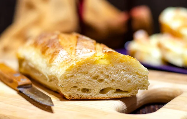 Fresh Cut Baguette Making Sandwiches — Stock Photo, Image