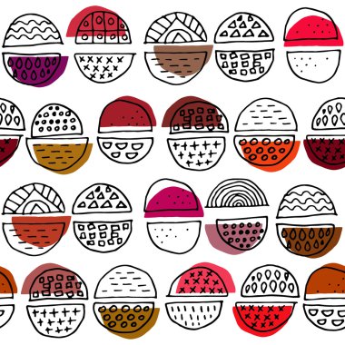 Elle çizilmiş desen basit geometrik şekillerle.