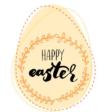 Mutlu Paskalya yazı kartı. Poster Eas için yazı elle çizilmiş