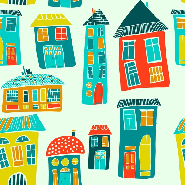 Houses seamless pattern — Stock Vector