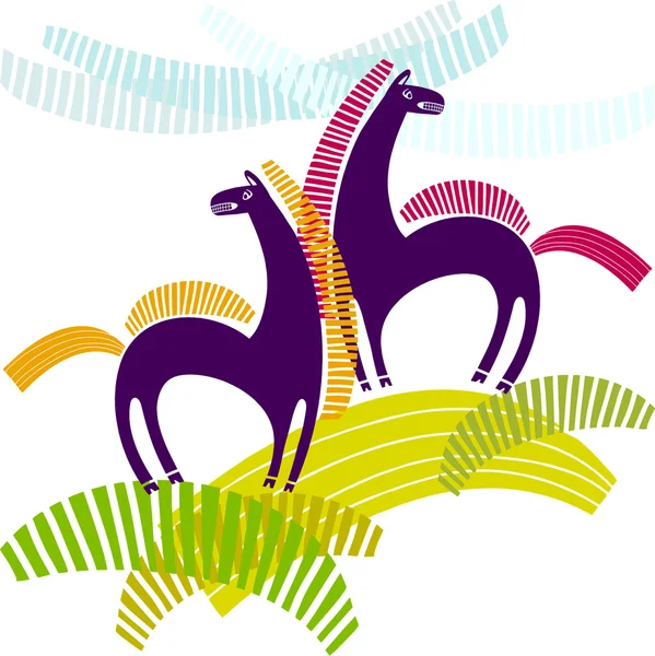 Мультфільм стилізовані коней — стоковий вектор