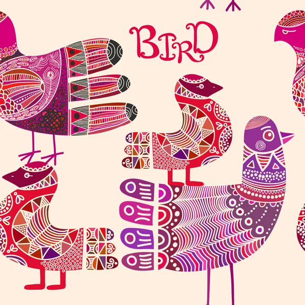 Motif sans couture avec oiseau de style boho orné scandinave — Image vectorielle