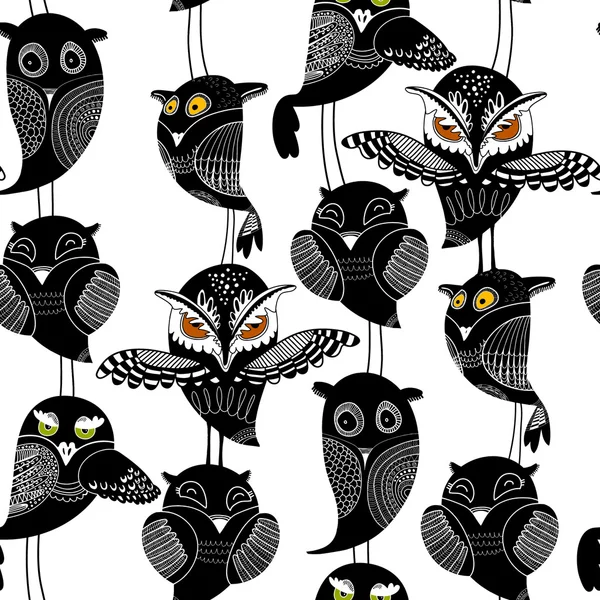 Seamless pattern with owls — Stock Vector