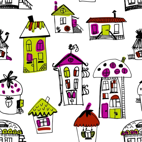 Seamless hand drawn buildings in vintage style