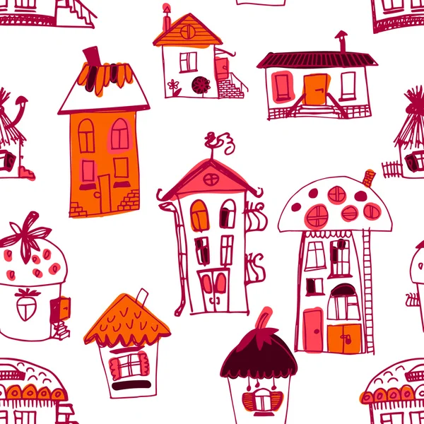 Seamless hand drawn buildings in vintage style