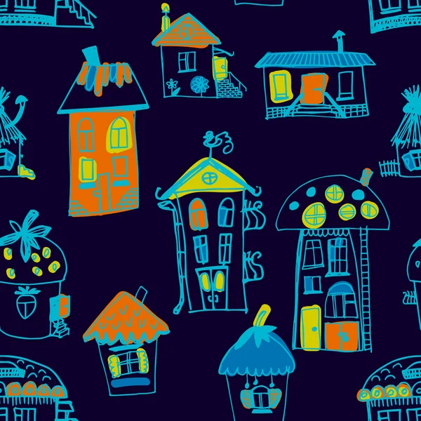 Seamless hand drawn buildings in vintage style