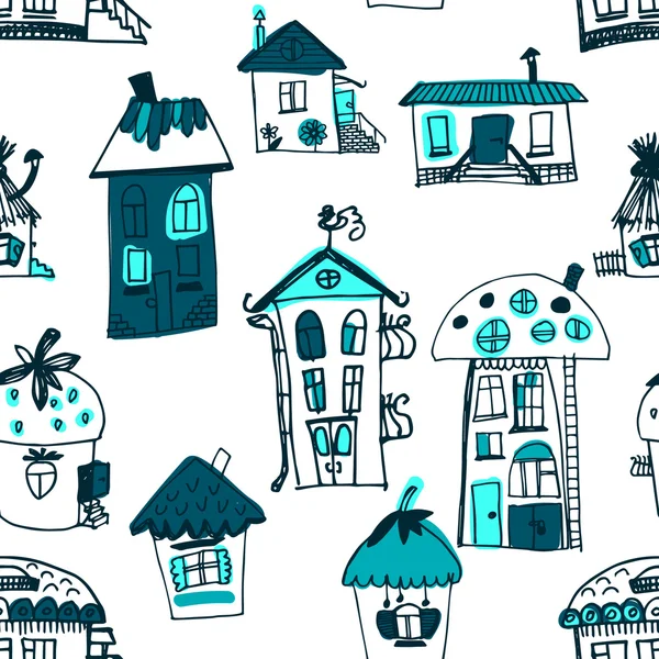 Seamless hand drawn buildings in vintage style