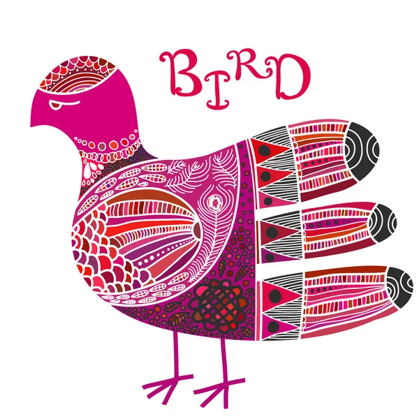 Scandinavian ornate boho style bird — Stock Vector