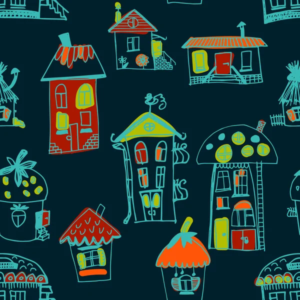 Seamless hand drawn buildings in vintage style