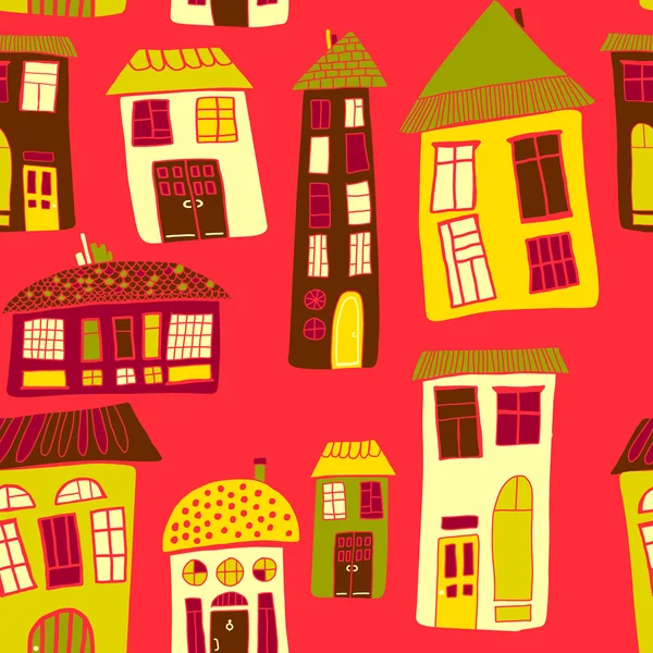 Houses seamless pattern — Stock Vector