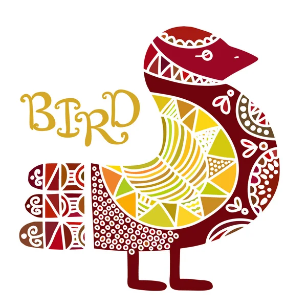 Scandinavian ornate boho style bird — Stock Vector