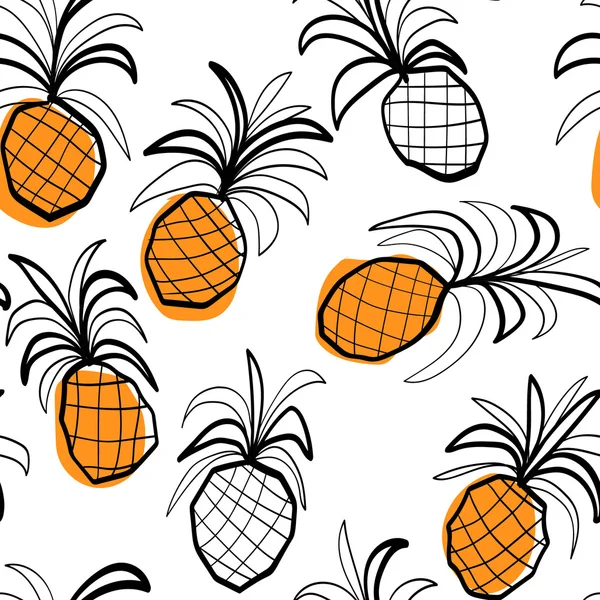 Seamless pattern with stilized pineapples — Stock Vector