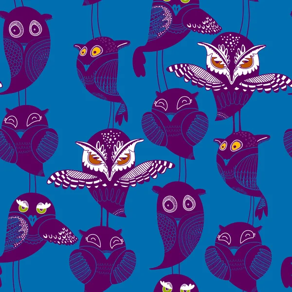 Seamless pattern with owls — Stock Vector