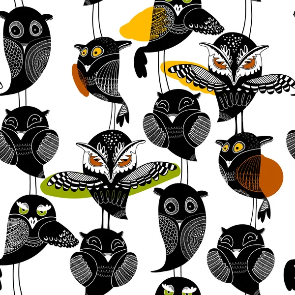 Seamless pattern with owls — Stock Vector