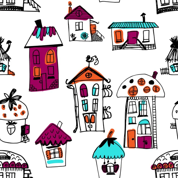 Seamless hand drawn buildings in vintage style