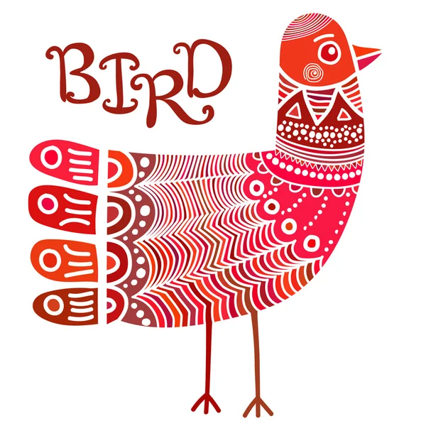 Scandinavian ornate boho style bird — Stock Vector