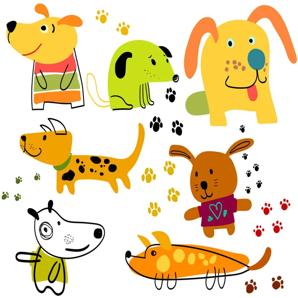 Vector set grappige cartoon honden — Stockfoto