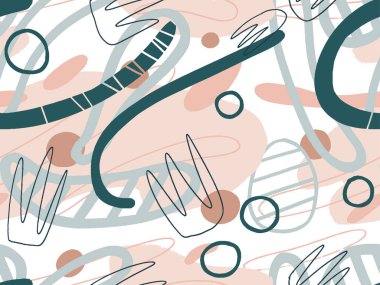 Rastgele düzenlenmiş noktalarla elle çizilmiş soyut desen 