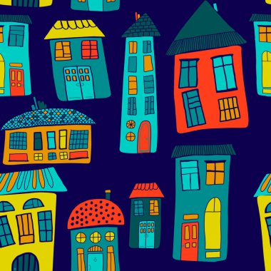 Kentsel peyzaj. Evleri ile Seamless Modeli