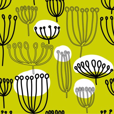 Karahindiba ile arka plan. Blowballl ile Seamless Modeli.