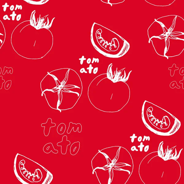 Seamless mönster med skissade tomat. — Stock vektor