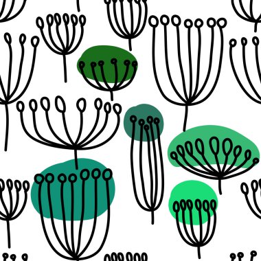 Karahindiba ile arka plan. Blowballl ile Seamless Modeli.