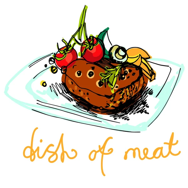 Maträtt av kött — Stock vektor